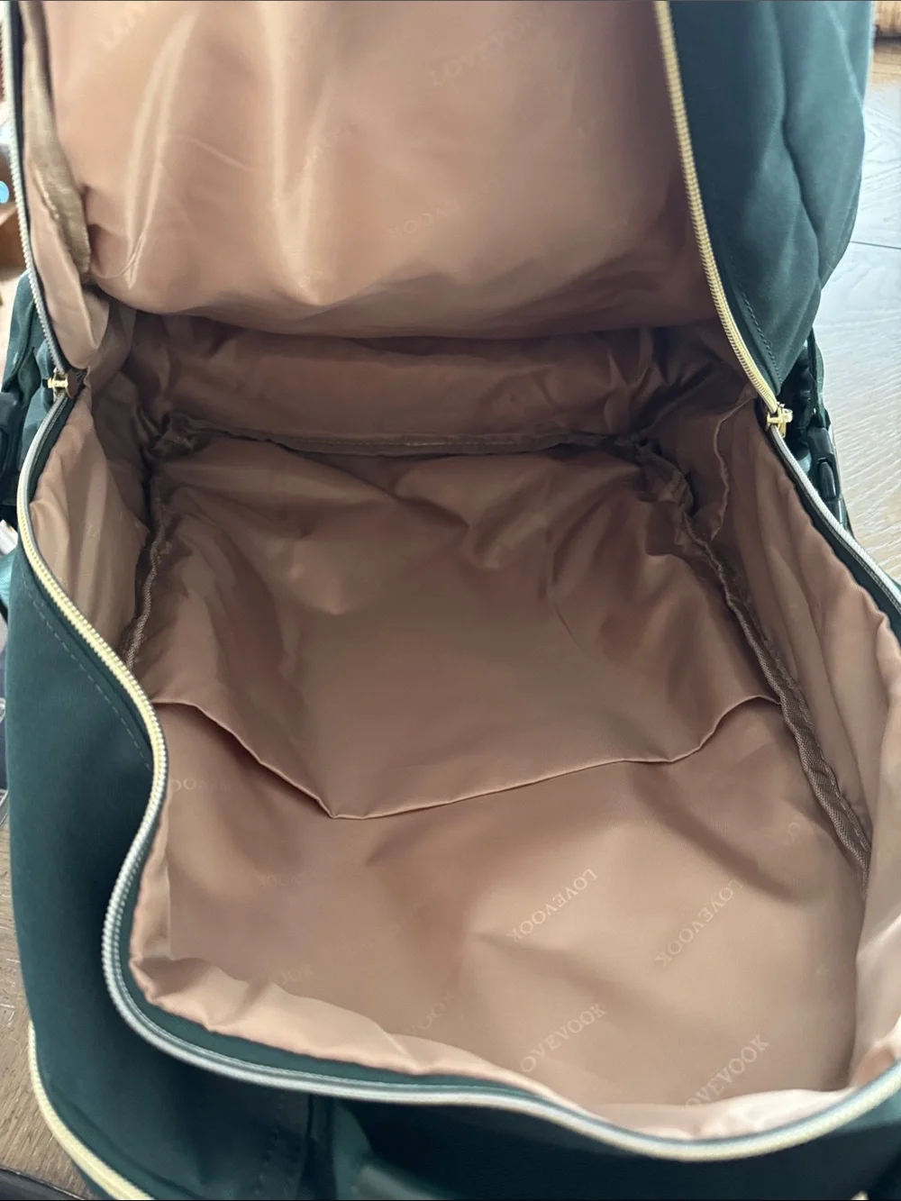 Lovevook Forest Green Backpack with Gold Zippers
